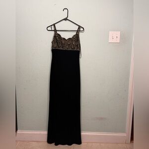 Black and Gold Velvet Maxi Dress